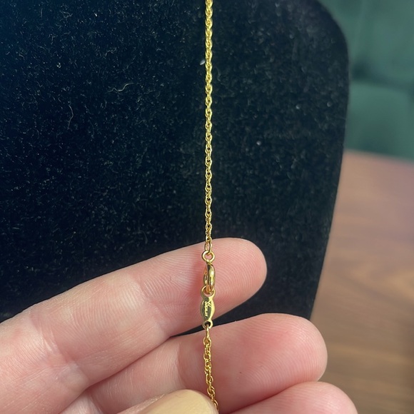 Vintage W. Germany Gold Tone Cross Pendant on Gold Overlay Chain - Picture 5 of 6